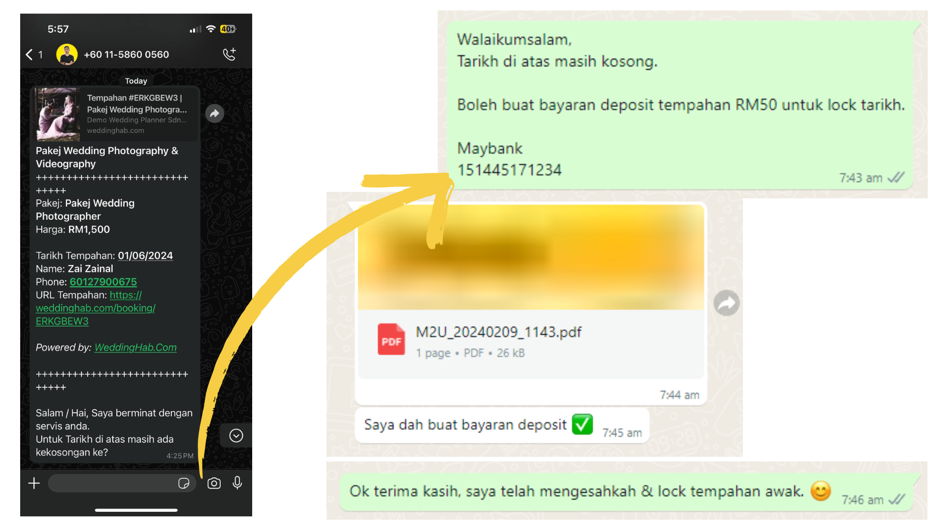 Tarikh masih kosong dan terdapat deposit