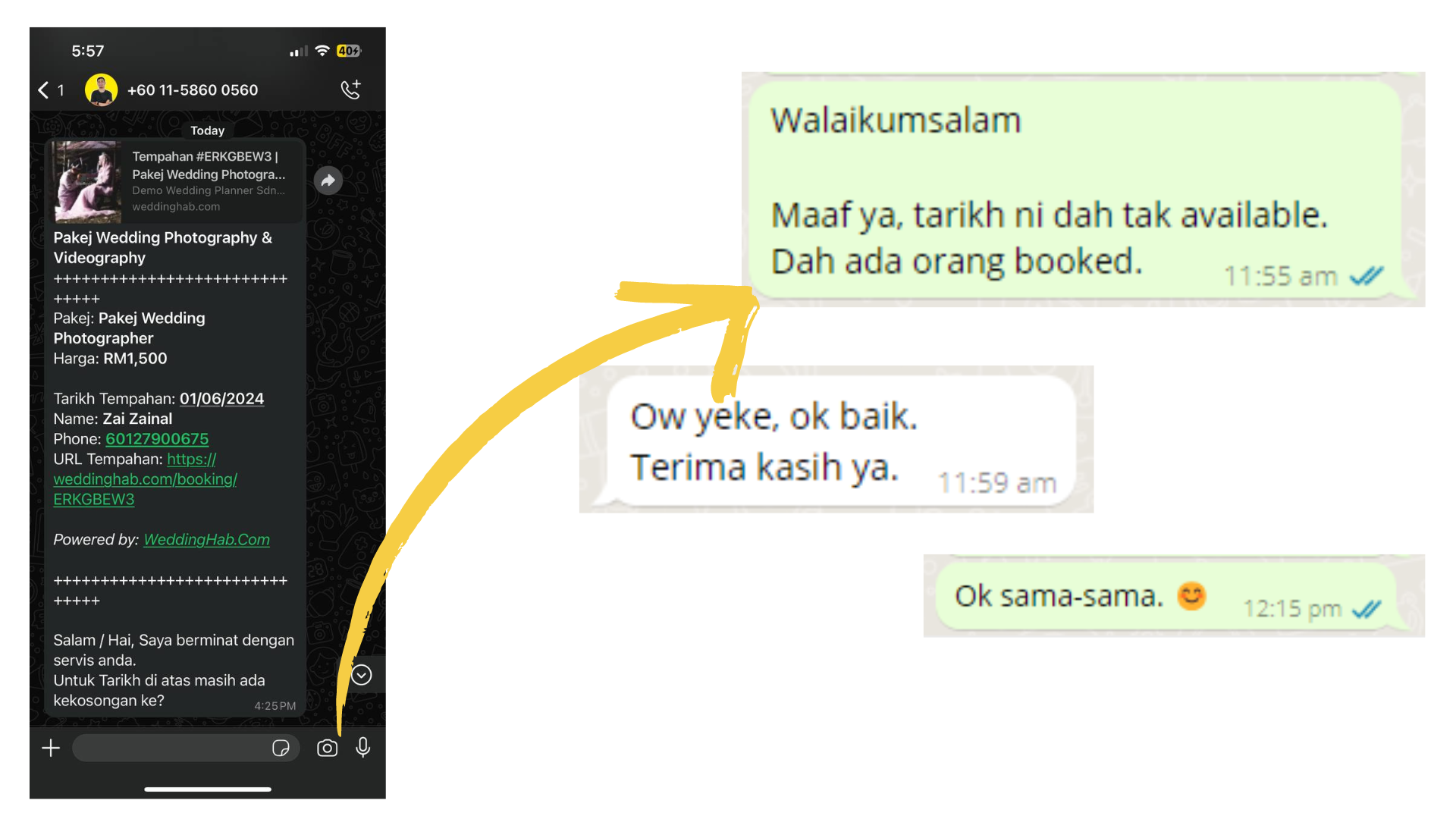 Tarikh sudah penuh / tak avaiablet